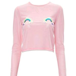 Rainbow Mesh Sequin Top